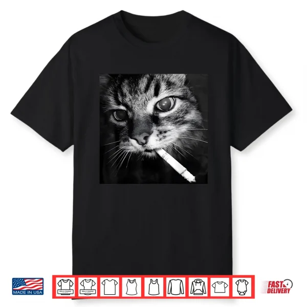 Cigarette Kitten Funny Smoking Cat Meme Stupid Brainrot Shirt