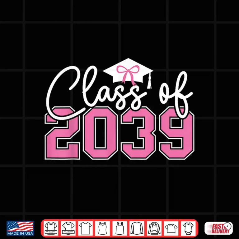 Design Class of 2039 Grow with Me 2039 Graduation Pink Bow Shirt