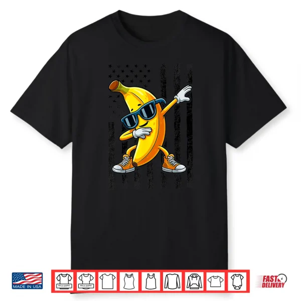 Dabbing Banana Vintage American Flag Shirt