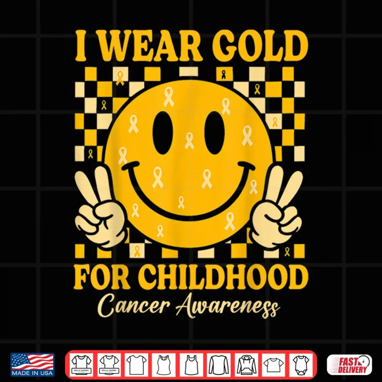 Design I Wear Gold for Childhood Cancer Awareness Gold Ribbon Shirt