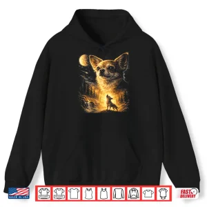 Hoodie Chihuahua Howling To The Moon Vintage Funny Chihuahua Dog Shirt