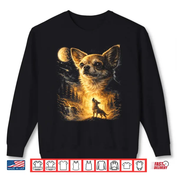 Sweatshirt Chihuahua Howling To The Moon Vintage Funny Chihuahua Dog Shirt