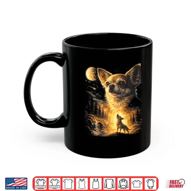 Mug Chihuahua Howling To The Moon Vintage Funny Chihuahua Dog Shirt