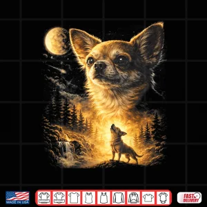 Design Chihuahua Howling To The Moon Vintage Funny Chihuahua Dog Shirt