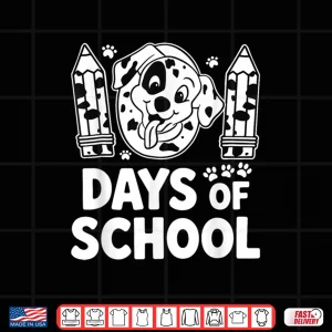 Design 100 Days Of School Dalmatian Dog Boy Kid 100Th Day Of School Shirt 2