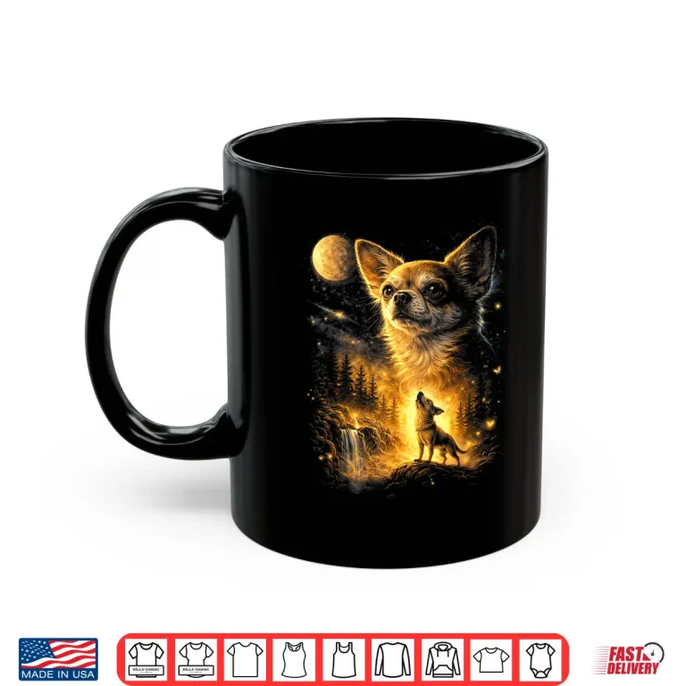 Mug Funny Chihuahua Howling At The Moon Mystical Art Shirt