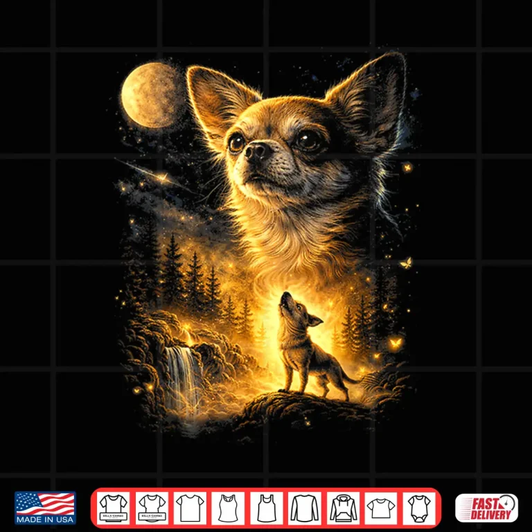 Design Funny Chihuahua Howling At The Moon Mystical Art Shirt