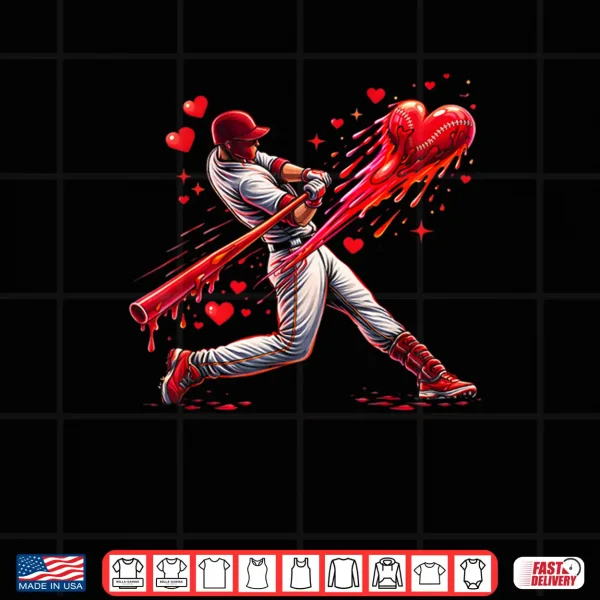 Design Valentine Baseball Player Drip Shirt