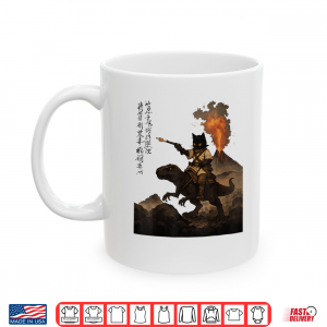 Mug Calligraphy Cat Dinosaur Volcanic Eruption Cat