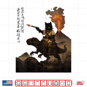 Design Calligraphy Cat Dinosaur Volcanic Eruption Cat