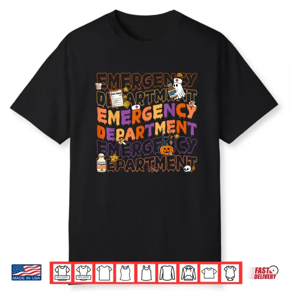 Emergency Department Funny Er Nurse Spooky Halloween Women Shirt