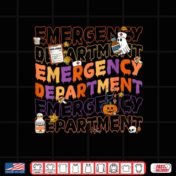 Design Emergency Department Funny Er Nurse Spooky Halloween Women Shirt
