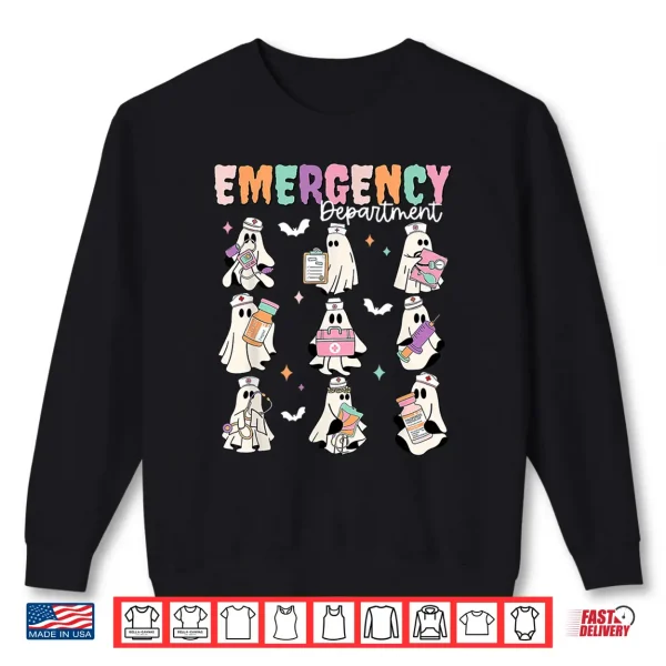 Sweatshirt Emergency Department Ghost Er Nurse Halloween Spooky Season Shirt