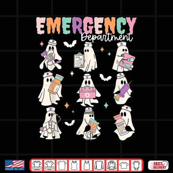 Design Emergency Department Ghost Er Nurse Halloween Spooky Season Shirt