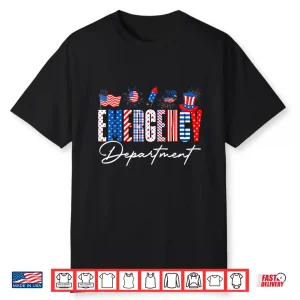 Funny Emergency Department Er Nurse Usa Flag 4Th Of July Shirt