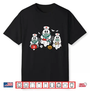 Halloween Ghost Nurses Funny Er Crew Costume Scrub Top Women Shirt