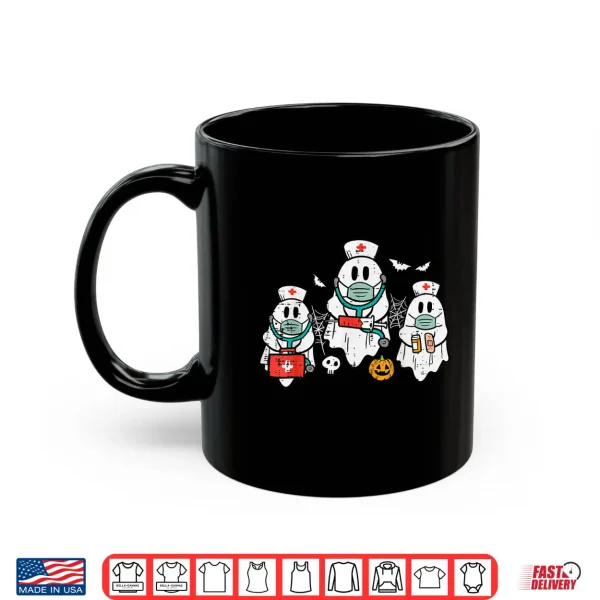 Mug Halloween Ghost Nurses Funny Er Crew Costume Scrub Top Women Shirt