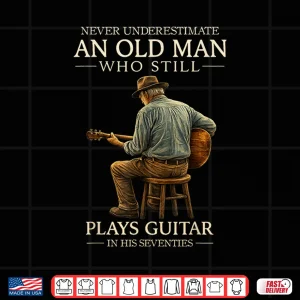 Design 70Th Birthday Acoustic Guitar Player Retro In His Seventies Shirt 1