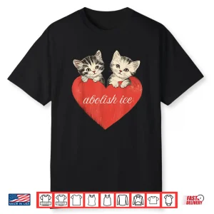 Abolish Ice Cute Cat Valentines Women Girl Shirt