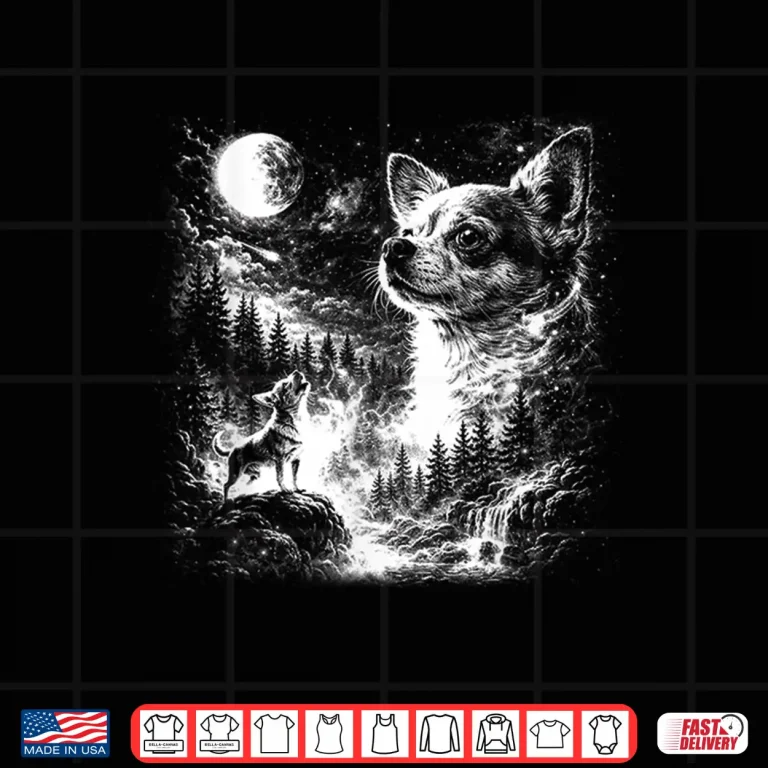 Design Chihuahua Howling To The Moon Vintage 90S Retro Animal Shirt 1