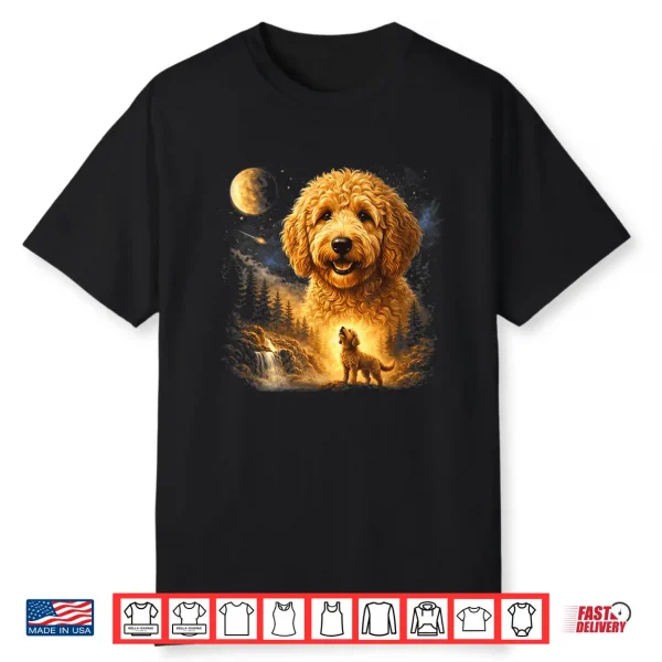Goldendoodle Howling To The Moon Vintage Mystical Dog Art Shirt