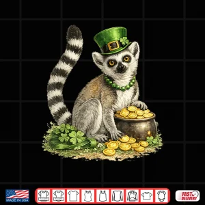 Design St PatrickS Day Lemur Leprechaun Hat Pot Of Gold Shirt
