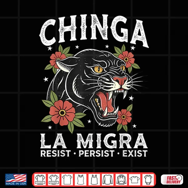 Design Fierce Chinga La Migra Jaguar Design Floral Shirt