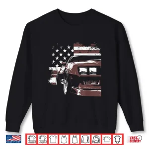 Sweatshirt Patriotic Muscle Car Iroc Z Front Headlight Corner Usa Flag Shirt
