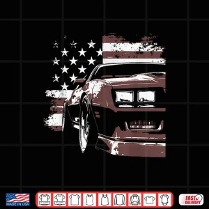 Design Patriotic Muscle Car Iroc Z Front Headlight Corner Usa Flag Shirt