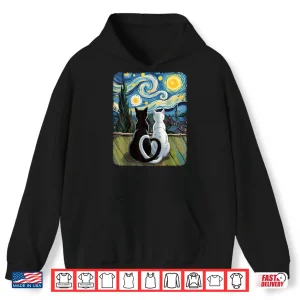Hoodie Van Gogh Starry Night Cat Shirt
