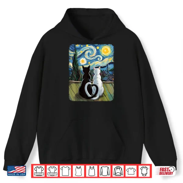 Hoodie Van Gogh Starry Night Cat Shirt