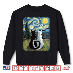 Sweatshirt Van Gogh Starry Night Cat Shirt