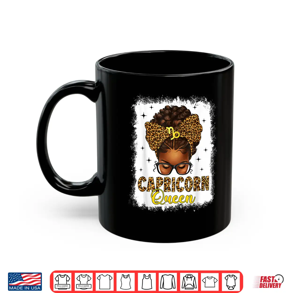 Capricorn Queen Messy Bun Leopard Bow Black Women Zodiac Shirt Capricorn Queen Messy Bun Leopard Bow Black Women Zodiac Shirt