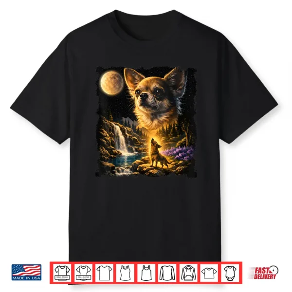 Chihuahua Howling To The Moon Vintage 90S Chihuahua Mom Dad Shirt