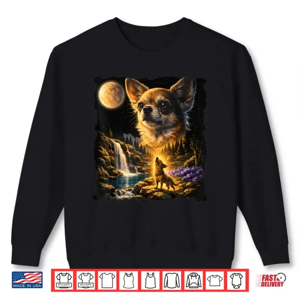 Sweatshirt Chihuahua Howling To The Moon Vintage 90S Chihuahua Mom Dad Shirt