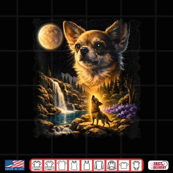 Design Chihuahua Howling To The Moon Vintage 90S Chihuahua Mom Dad Shirt