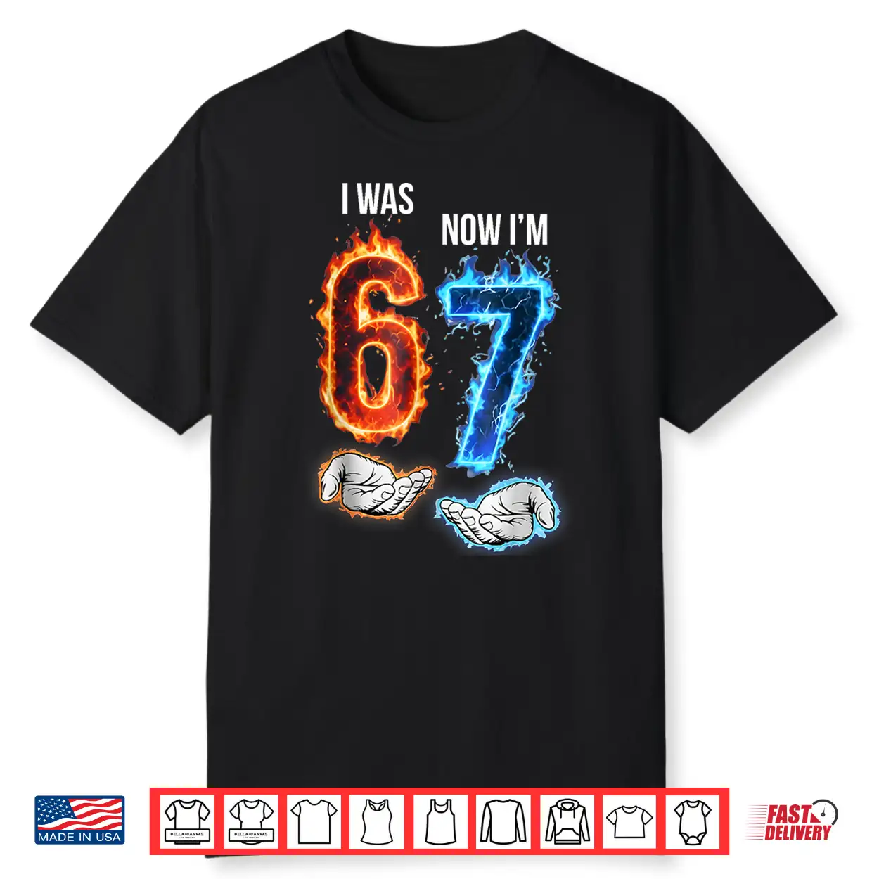 I Was 6 Now I’M 7 Kids Meme Hands 7Th Birthday Flames Fire Shirt I Was 6 Now I’M 7 Kids Meme Hands 7Th Birthday Flames Fire Shirt