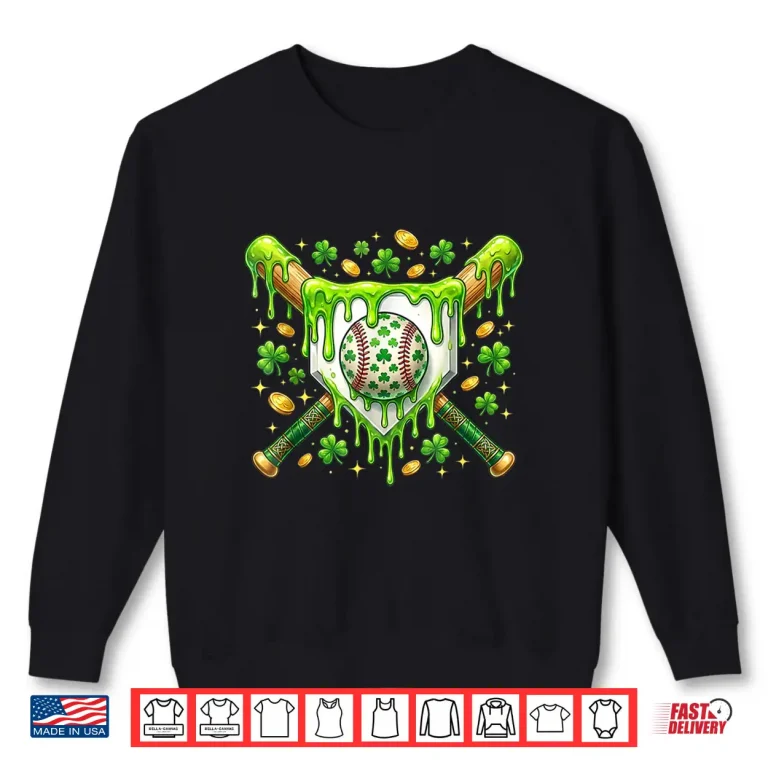 Sweatshirt St Patrick Day Baseball Drip Ice Cream Baseball Home Plate Shirt