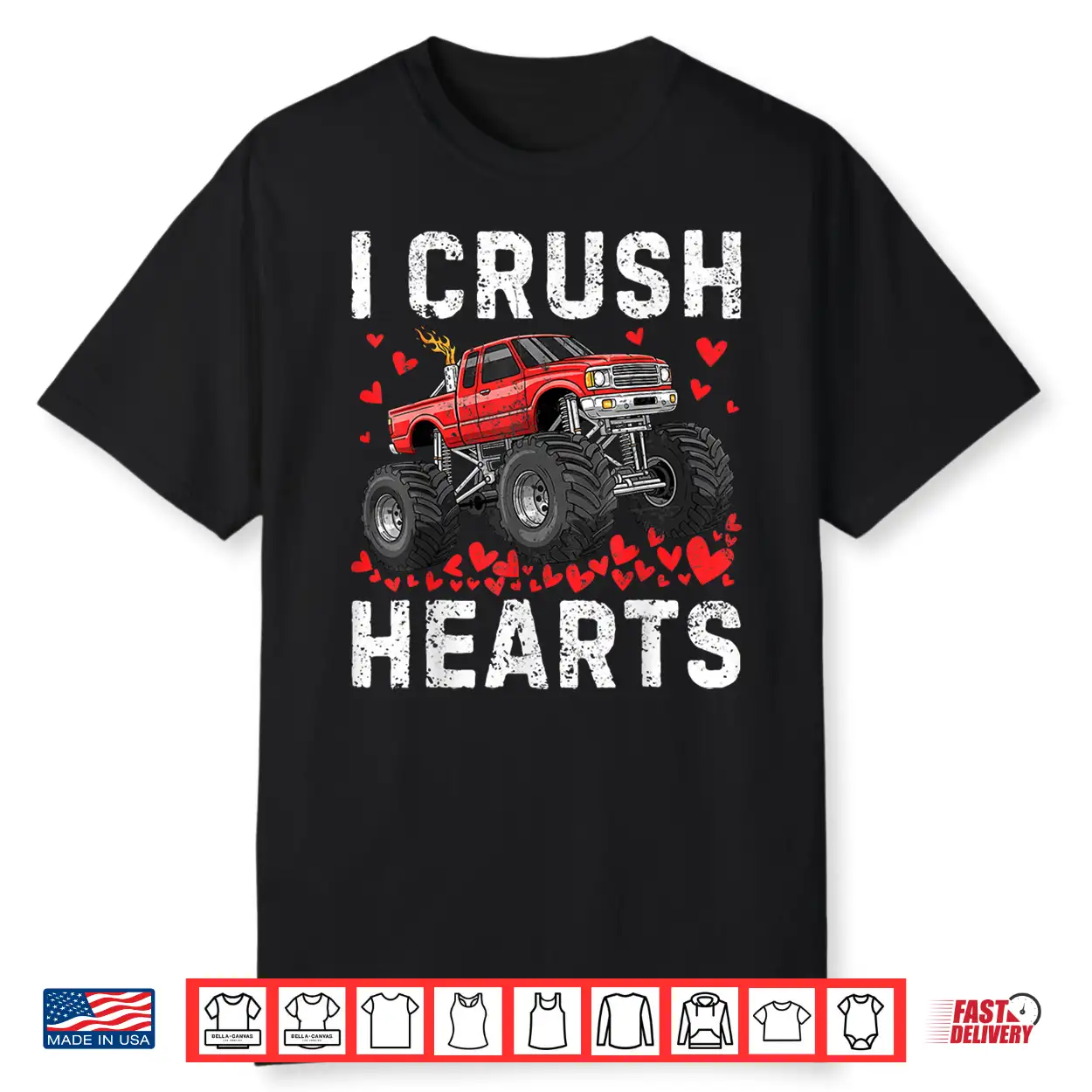 I Crush Hearts Monster Truck Boy Kids Toddler Valentines Day Shirt I Crush Hearts Monster Truck Boy Kids Toddler Valentines Day Shirt