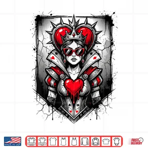 Red Queen Of Hearts Rebel Crown Sunglasses Poker Card Women Shirt 4 Design Red Queen Of Hearts Rebel Crown Sunglasses Poker Card Women Shirt