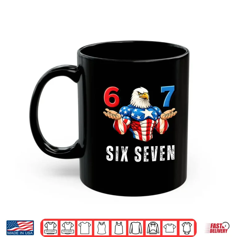 Mug 67 Six Seven Meme Funny 4Th Of July Eagle American Flag Kids Shirt