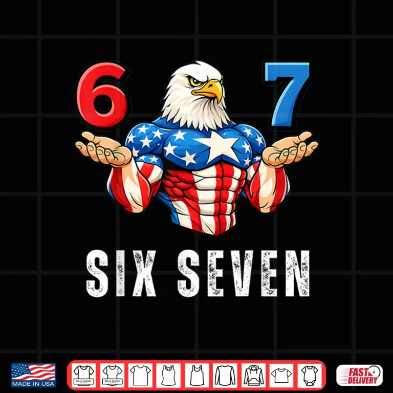Design 67 Six Seven Meme Funny 4Th Of July Eagle American Flag Kids Shirt