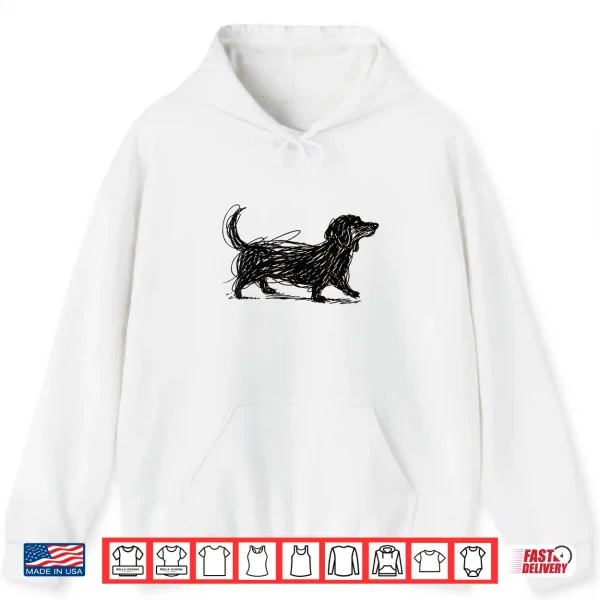 Hoodie Dachshund Scribble Art Dog Lover Cute Puppy Shirt