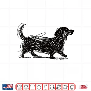 Design Dachshund Scribble Art Dog Lover Cute Puppy Shirt