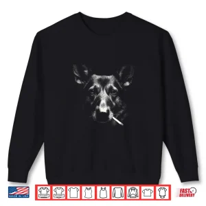 Sweatshirt German Shepherd Smoking Dog Dark Portrait Shirt