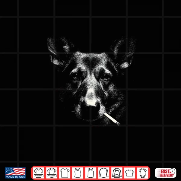 Design German Shepherd Smoking Dog Dark Portrait Shirt