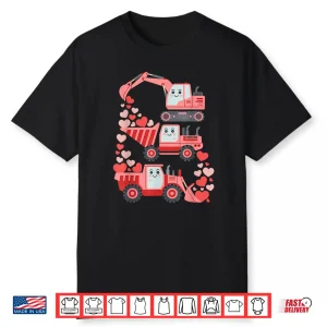 Kids Valentines Excavator Truck Valentine Boys Toddler Shirt