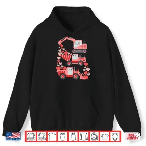 Hoodie Kids Valentines Excavator Truck Valentine Boys Toddler Shirt