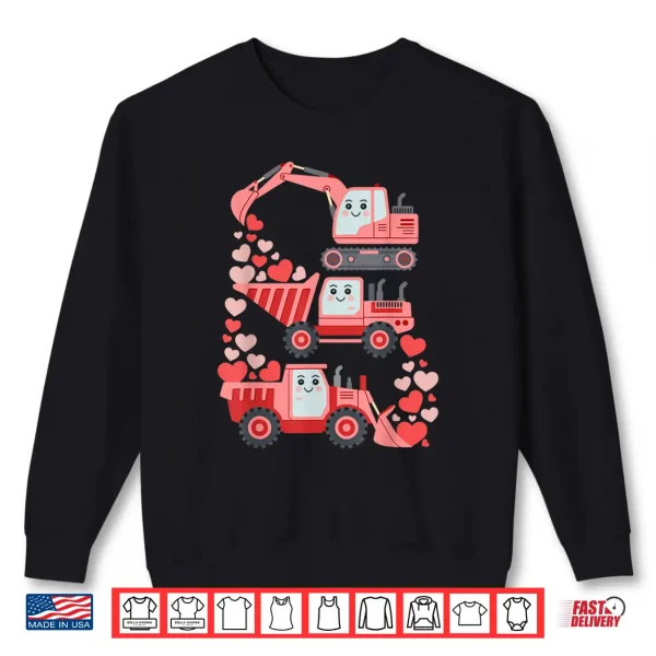Sweatshirt Kids Valentines Excavator Truck Valentine Boys Toddler Shirt