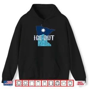 Hoodie Vintage Ice Out Of Mn Minnesota Flag And Map Distressed Shirt